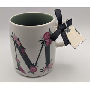 Modern Expressions Monogram Mug Floral Letter M Green Interior Coffee Cup NEW